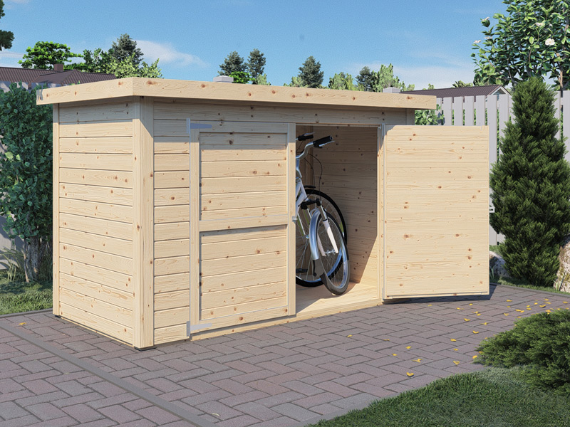 Abri en bois Bertilo Wallstore Velo, 2,06x1,02x1,35m, 2,1m², Naturel