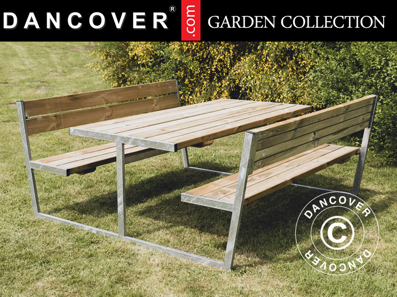 Wooden Picnic Table w/Backrest 2.05x1.8m – Buy online now